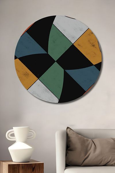 Teona Ahşap Model geometric colorat decorativ din lemn MDF rotund pentru pictura de perete acasa, loc de munca