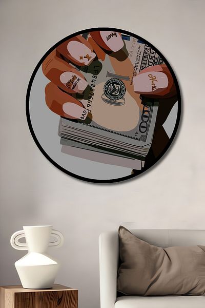 Teona Ahşap Clemă de bani decorativă din lemn MDF rotund pentru pictură de perete acasă, la locul de muncă