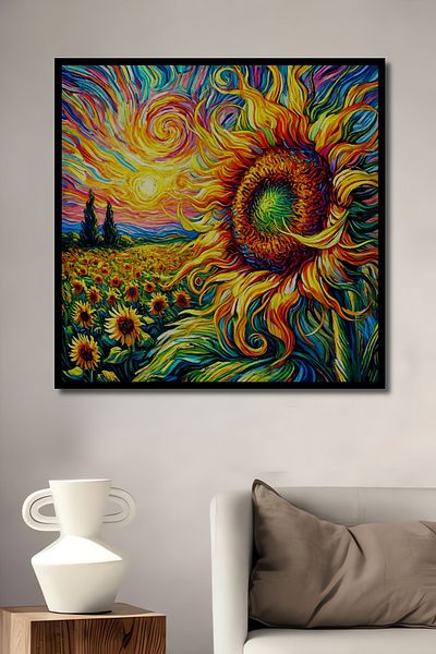 Teona Ahşap Câmp de flori colorat Gunebakan Decorativ Lemn MDF Dreptunghi Acasă, Loc de Muncă Pictură Perete