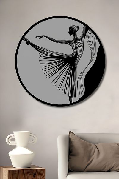 Teona Ahşap Balerina Stil Abstract Decorativ Lemn MDF Rotund Acasă, Locul de Muncă Pictură Perete