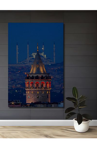 Teona Ahşap Turnul Galata Istanbul fermecător, decorativ din lemn MDF, dreptunghiular, pictură murală pentru locuință, loc de muncă