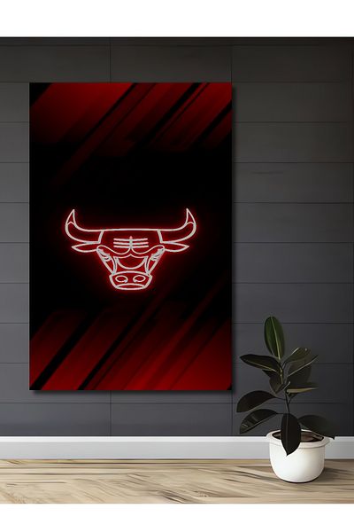 Teona Ahşap Roșu Neon Taur Imprimat Decorativ Lemn MDF Dreptunghi Acasă, Locul de Muncă Pictură Murală