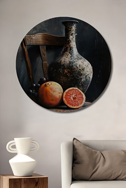 Teona Ahşap Vasă decorativă din lemn MDF rotund pentru casă, loc de muncă, pictură murală