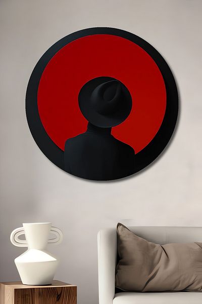 Teona Ahşap Cerc Roșu Modern Lemn MDF Rotund Decorativ Acasă, Locul de Muncă Pictură Perete