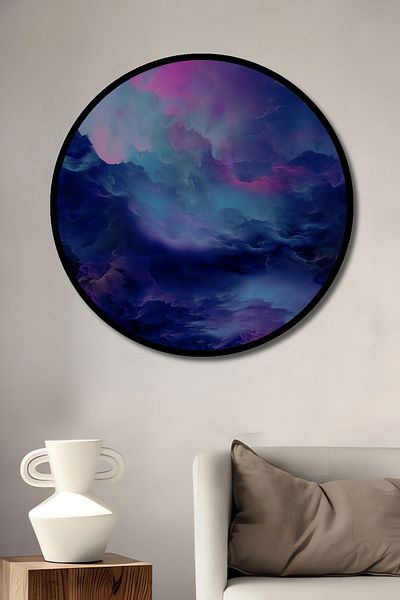 Teona Ahşap Artă abstractă înnorată, decorativă din lemn MDF, pictură rotundă pentru locuință, loc de muncă