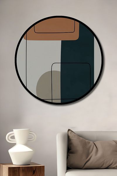 Teona Ahşap Design abstract geometric modern, decorativ din lemn MDF, pictură rotundă pentru casă, loc de muncă