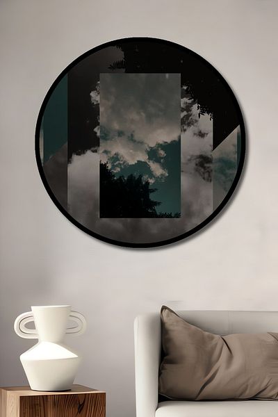 Teona Ahşap Decorativ din lemn MDF cu geometrie misterioasă a cerului, pictură murală rotundă pentru loc de muncă