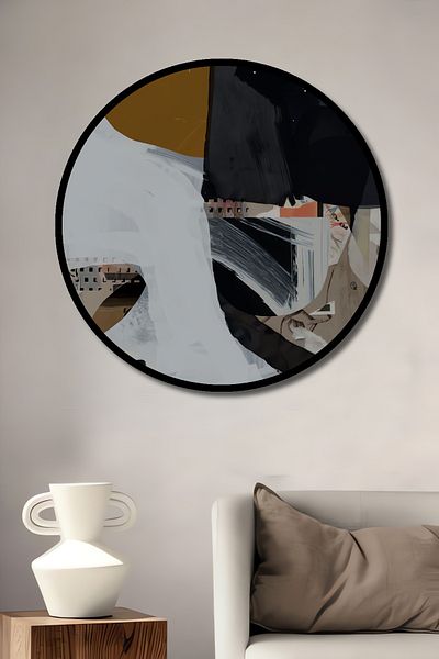 Teona Ahşap Atingeri geometrice abstracte Decorative din lemn MDF rotund pentru pictura de perete acasa, loc de munca