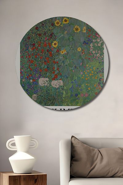 Teona Ahşap Klimt Flower Garden Decorativ Lemn MDF Casă Rotundă, Pictură Perete Loc de Muncă