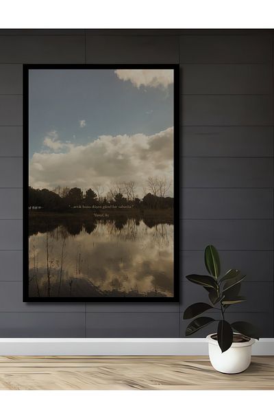 Teona Ahşap Casa dreptunghiulară din lemn MDF decorativă cu vedere la lacul liniștit, pictură murală la locul de muncă