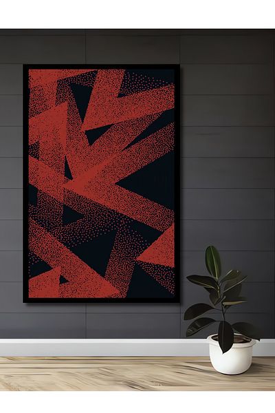 Teona Ahşap Model Geometric Roșu Lemn MDF Dreptunghi Decorativ Acasă, Locul de Muncă Pictură Perete
