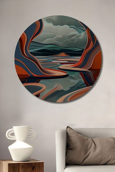 Teona Ahşap Peisaj abstract Stream Decorativ Lemn MDF Rotund Acasă, Locul de muncă Pictură murală