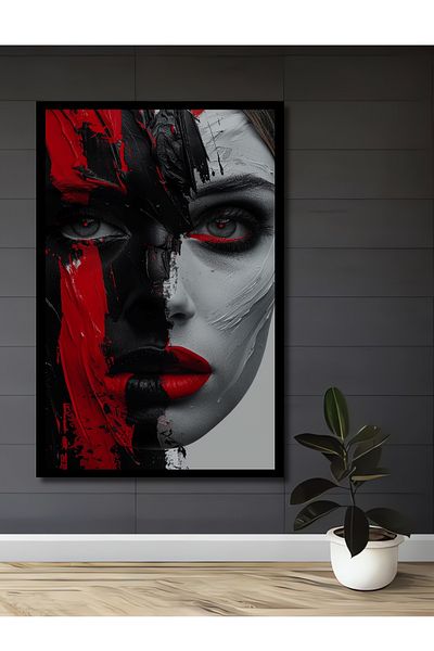Teona Ahşap Roșu Negru Față Abstractă Decorativă Lemn MDF Dreptunghi Acasă, Locul de Muncă Pictură Perete