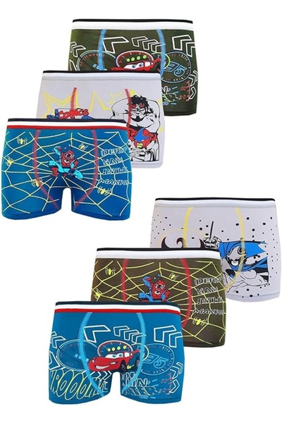 Muks Boxeri pentru băieți MUK, 95% bumbac, cu model de desene animate, 6 piese