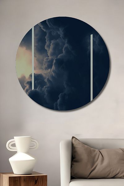 Teona Ahşap Cadru abstract între nori, lemn decorativ MDF, pictură rotundă pentru casă, loc de muncă