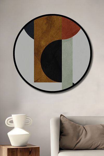 Teona Ahşap Model geometric modern, decorativ din lemn MDF, pictură rotundă pentru casă, loc de muncă