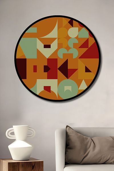 Teona Ahşap Model geometric colorat decorativ din lemn MDF rotund pentru pictura de perete acasa, loc de munca