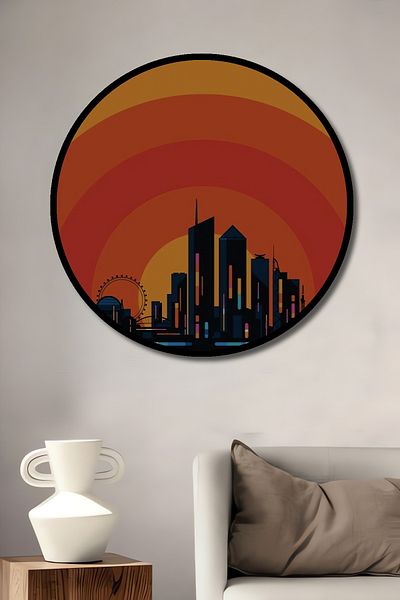 Teona Ahşap Lyon Silhouette Colorată Decorativă Lemn MDF Casă Rotundă, Pictură Perete Loc de Muncă