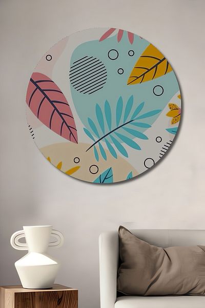 Teona Ahşap Frunze Tropicale Colorate Decorative Lemn MDF Rotund Casa, Locul de Muncă Pictură Perete
