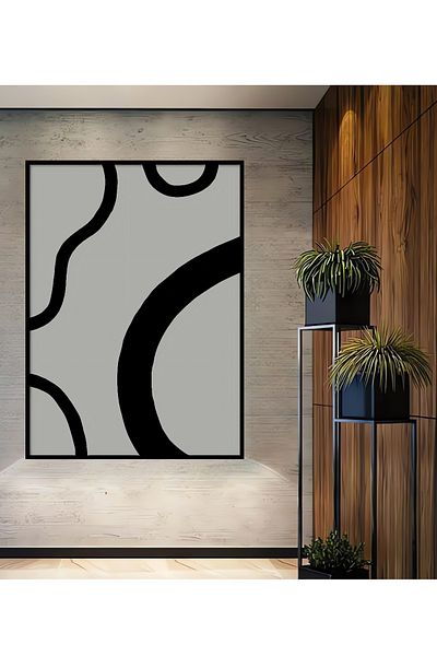 Teona Ahşap Linii abstracte alb-negru Decorativ Lemn MDF Dreptunghi Acasă, Locul de muncă Pictură murală