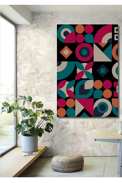 Teona Ahşap Modele geometrice colorate Decorative din lemn MDF dreptunghiular pentru pictura de perete acasa, loc de munca
