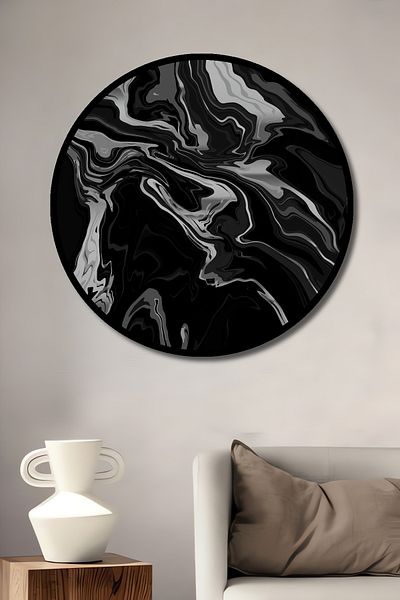 Teona Ahşap Artă abstractă alb-negru decorativ din lemn MDF rotund pentru pictură de perete acasă, la locul de muncă