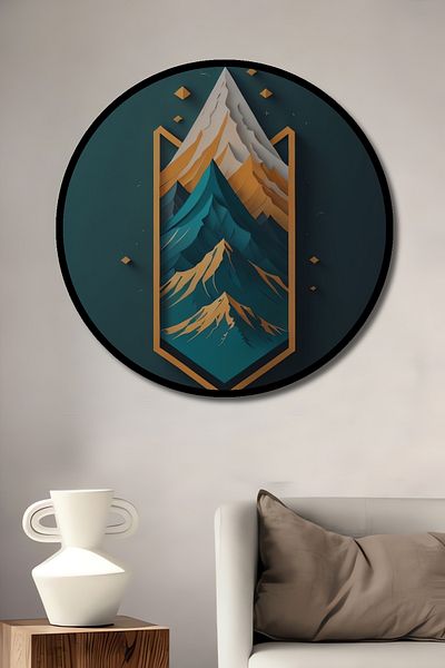 Teona Ahşap Vedere de munte Modern Lemn MDF Rotund Decorativ Acasa, Locul de Muncă Pictură de perete