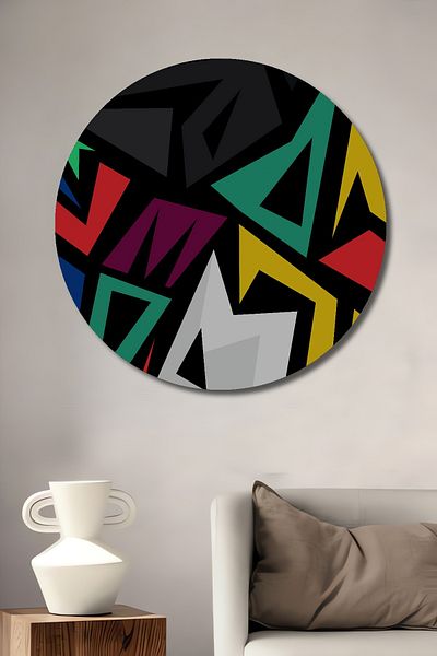 Teona Ahşap Modele geometrice colorate Decorative din lemn MDF rotund pentru casa, locul de munca pictura pe perete
