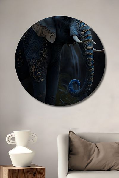 Teona Ahşap Codul elefantelor elegante, decorativ din lemn MDF, pictură rotundă pentru casă, loc de muncă