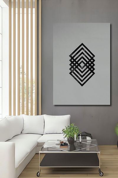 Teona Ahşap Model Geometric Modern Lemn MDF Dreptunghi Decorativ Acasa, Locul de Muncă Pictură Perete