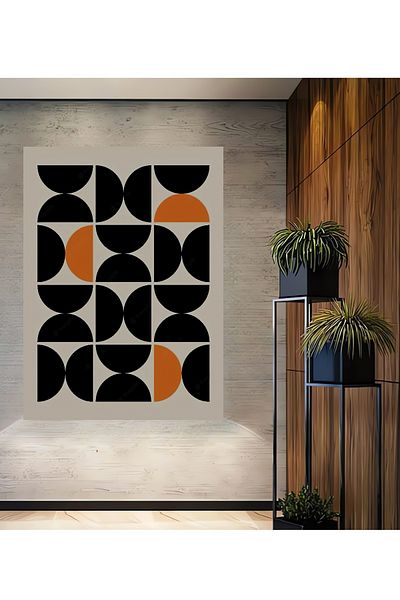Teona Ahşap Decorativ din lemn MDF dreptunghiular cu model geometric retro pentru pictura de perete acasă, la locul de muncă