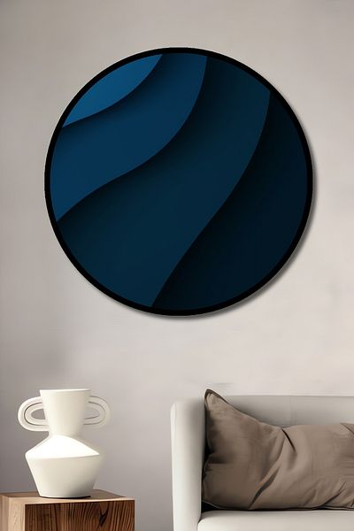 Teona Ahşap Blue Ripple Decorativ Lemn MDF Rotund Acasă, Locul de Muncă Pictură Perete