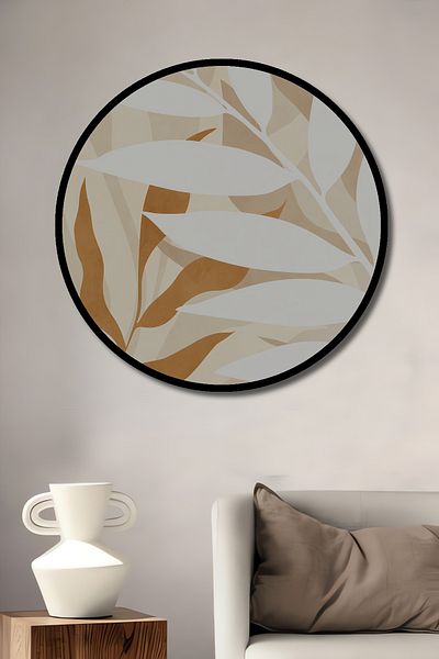 Teona Ahşap Model minimalist de frunze din lemn decorativ MDF rotund pentru pictură de perete acasă, la locul de muncă