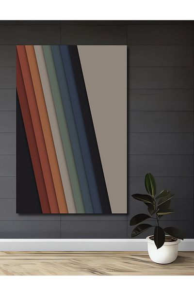 Teona Ahşap Linii minimaliste colorate Decorative din lemn MDF dreptunghiular Casa, locul de munca Pictura pe perete