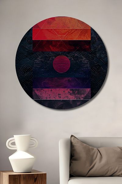 Teona Ahşap Model geometric abstract decorativ din lemn MDF rotund pentru pictura de perete acasa, loc de munca