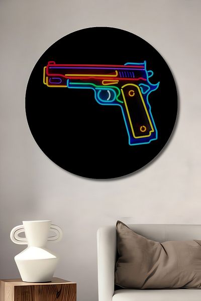 Teona Ahşap Neon Pistol Decorativ Lemn MDF Rotund Acasă, Locul de Muncă Pictură Perete