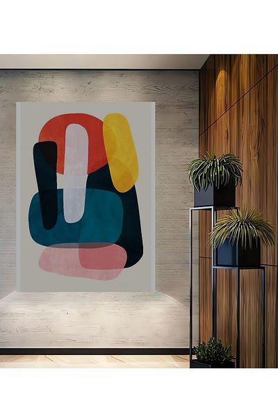 Teona Ahşap Abstracție Colorată Geometrică Decorativă Lemn MDF Dreptunghi Acasă, Locul de Muncă Pictură Perete