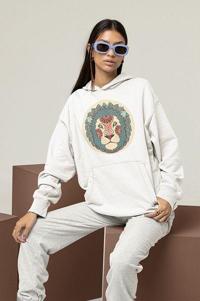 SEVBANO Special Design Lion Printed Unisex Oversize Hoodie