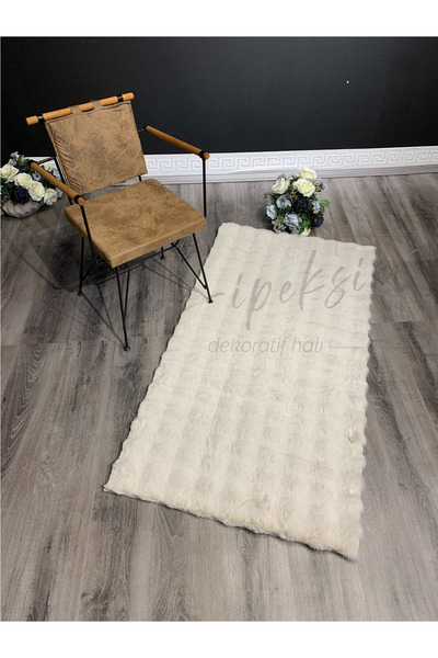 İpek-İpeksim Dekoratif Halı EKRU  POST HALI BUBBLE KESİM EXTRA YUMUŞAK  KALIN...