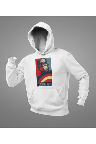 SEVBANO I Can Do This Written Unisex Oversize Captain America Hoodie