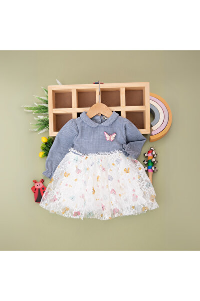 babyist Kız Bebek Kelebekli Tüllü Elbise