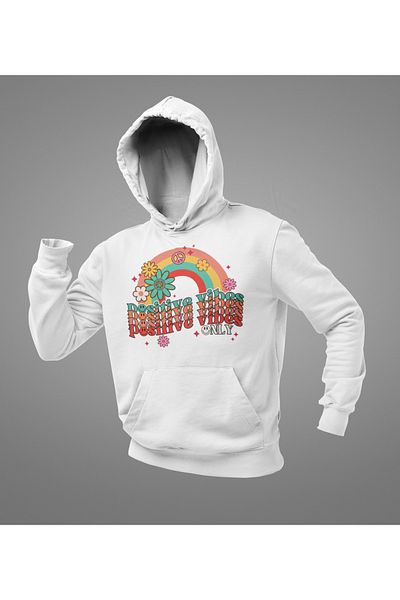 SEVBANO Positive Vibes Only Written Unisex Oversize Hoodie