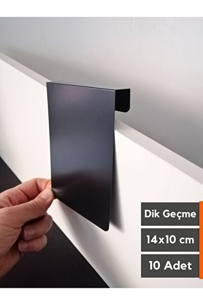 Şeffaf Etiket 10 قطع باللون الأسود - أرفف خشبية مقاس 14 × 10 سم للتعليق العمودي