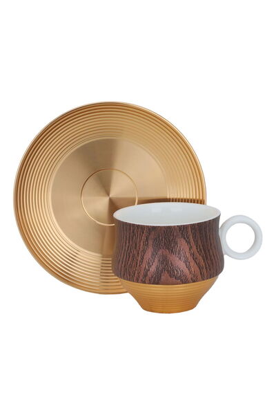 Amber Al Saif Gallery Porcelain Coffee Cup Set, 12 Pieces - Golden Brown
