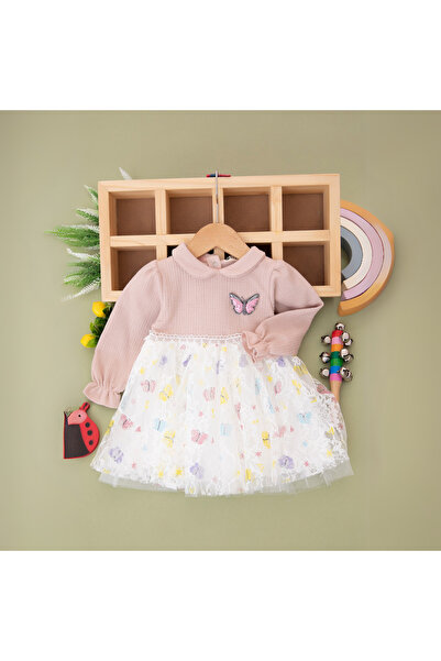 babyist Kız Bebek Kelebekli Tüllü Elbise