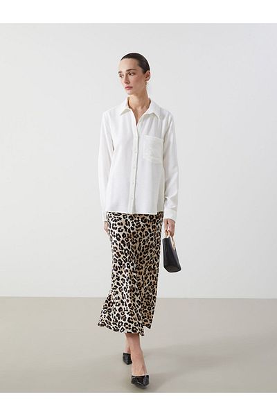 LC Waikiki Lcwaikiki Classic Brown Leopard Print A-Line Satin Women's Skirt