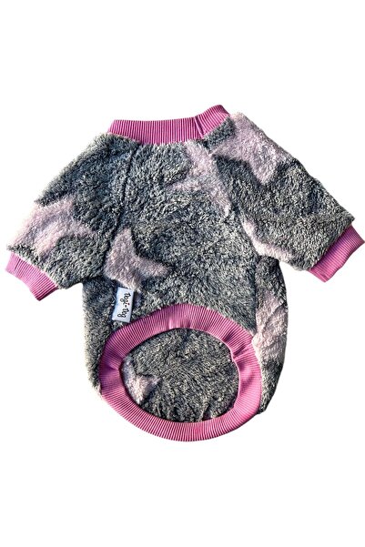 DOGİ&DOG Küçük Irk Gri Polar Pink Star Kedi Köpek Sweati Köpek Kıyafeti (1-10kg)