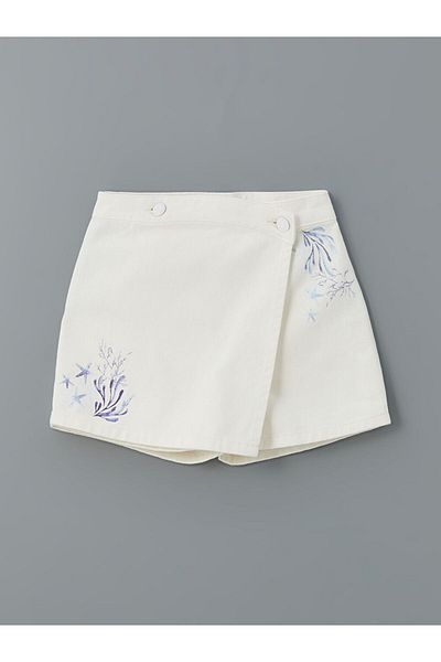 LC Waikiki Lcw Kids White Girls' Jean Shorts Skirt
