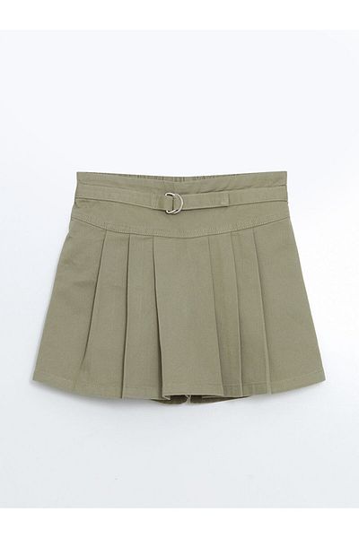 LC Waikiki Lcw Kids Khaki Elastic Waist Pleated Girls' Short Skirt