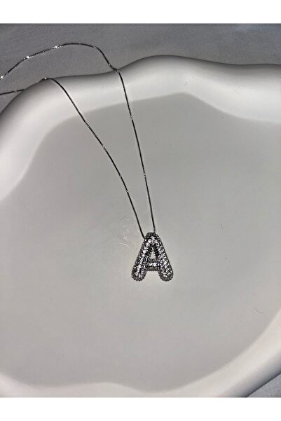 SMCHOME Zircon Stone Silver Silver Color a Letter Necklace